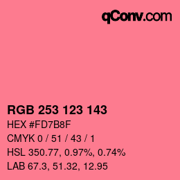 カラーコード: RGB 253 123 143 | qconv.com