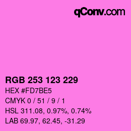カラーコード: RGB 253 123 229 | qconv.com