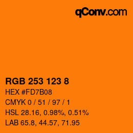 颜色代码: RGB 253 123 8 | qconv.com