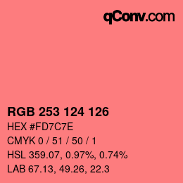 カラーコード: RGB 253 124 126 | qconv.com