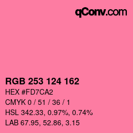 Color code: RGB 253 124 162 | qconv.com