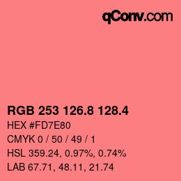 カラーコード: RGB 253 126.8 128.4 | qconv.com