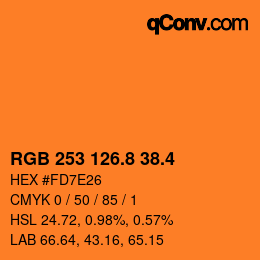 カラーコード: RGB 253 126.8 38.4 | qconv.com