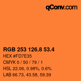 カラーコード: RGB 253 126.8 53.4 | qconv.com