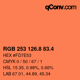 カラーコード: RGB 253 126.8 83.4 | qconv.com