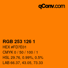 Color code: RGB 253 126 1 | qconv.com