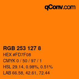 Color code: RGB 253 127 8 | qconv.com