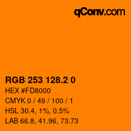 カラーコード: RGB 253 128.2 0 | qconv.com
