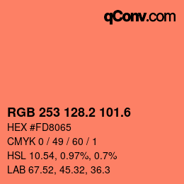 カラーコード: RGB 253 128.2 101.6 | qconv.com