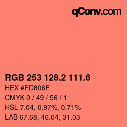 カラーコード: RGB 253 128.2 111.6 | qconv.com