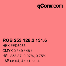 カラーコード: RGB 253 128.2 131.6 | qconv.com