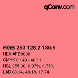 カラーコード: RGB 253 128.2 136.6 | qconv.com