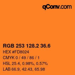 カラーコード: RGB 253 128.2 36.6 | qconv.com
