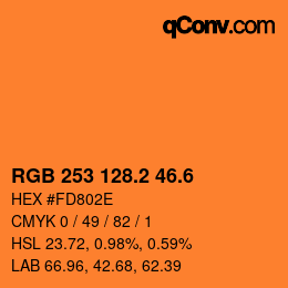 カラーコード: RGB 253 128.2 46.6 | qconv.com