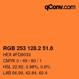 カラーコード: RGB 253 128.2 51.6 | qconv.com