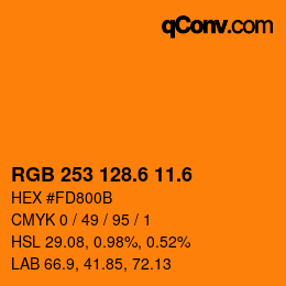 カラーコード: RGB 253 128.6 11.6 | qconv.com