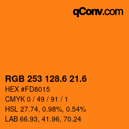 カラーコード: RGB 253 128.6 21.6 | qconv.com