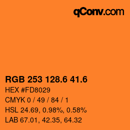 カラーコード: RGB 253 128.6 41.6 | qconv.com