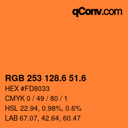 カラーコード: RGB 253 128.6 51.6 | qconv.com