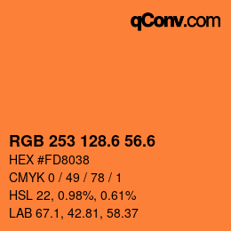 カラーコード: RGB 253 128.6 56.6 | qconv.com