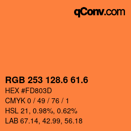 カラーコード: RGB 253 128.6 61.6 | qconv.com