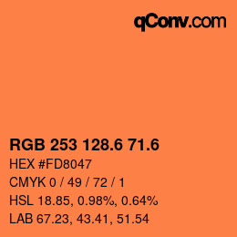 カラーコード: RGB 253 128.6 71.6 | qconv.com