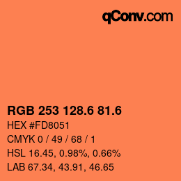 カラーコード: RGB 253 128.6 81.6 | qconv.com
