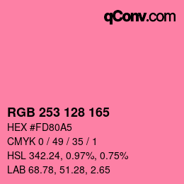 Color code: RGB 253 128 165 | qconv.com