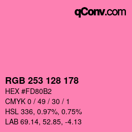 颜色代码: RGB 253 128 178 | qconv.com