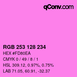 カラーコード: RGB 253 128 234 | qconv.com