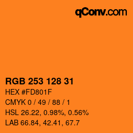カラーコード: RGB 253 128 31 | qconv.com