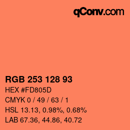 カラーコード: RGB 253 128 93 | qconv.com