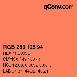 颜色代码: RGB 253 128 94 | qconv.com