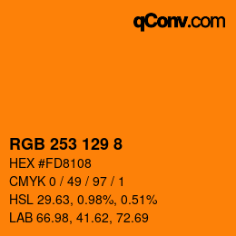 颜色代码: RGB 253 129 8 | qconv.com