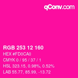 Color code: RGB 253 12 160 | qconv.com