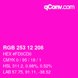 Color code: RGB 253 12 208 | qconv.com