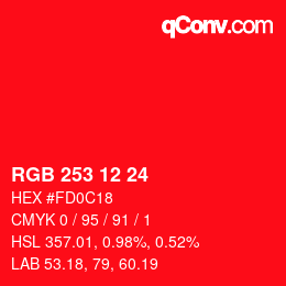 Color code: RGB 253 12 24 | qconv.com