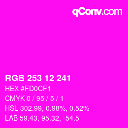 Color code: RGB 253 12 241 | qconv.com