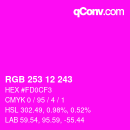 Color code: RGB 253 12 243 | qconv.com