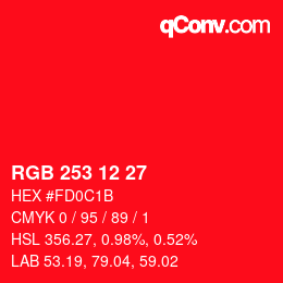 Color code: RGB 253 12 27 | qconv.com