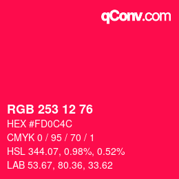 Color code: RGB 253 12 76 | qconv.com