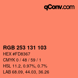 Color code: RGB 253 131 103 | qconv.com