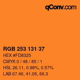 Color code: RGB 253 131 37 | qconv.com