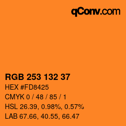 カラーコード: RGB 253 132 37 | qconv.com