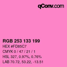 Color code: RGB 253 133 199 | qconv.com