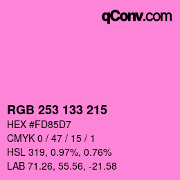 Color code: RGB 253 133 215 | qconv.com