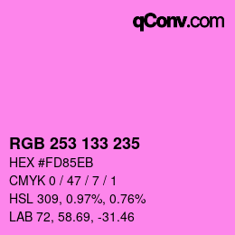Color code: RGB 253 133 235 | qconv.com