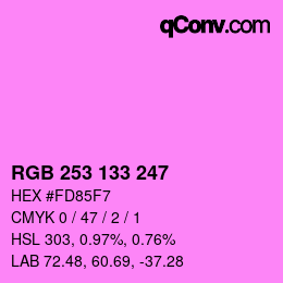 Color code: RGB 253 133 247 | qconv.com
