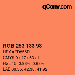 カラーコード: RGB 253 133 93 | qconv.com