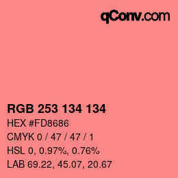 Color code: RGB 253 134 134 | qconv.com